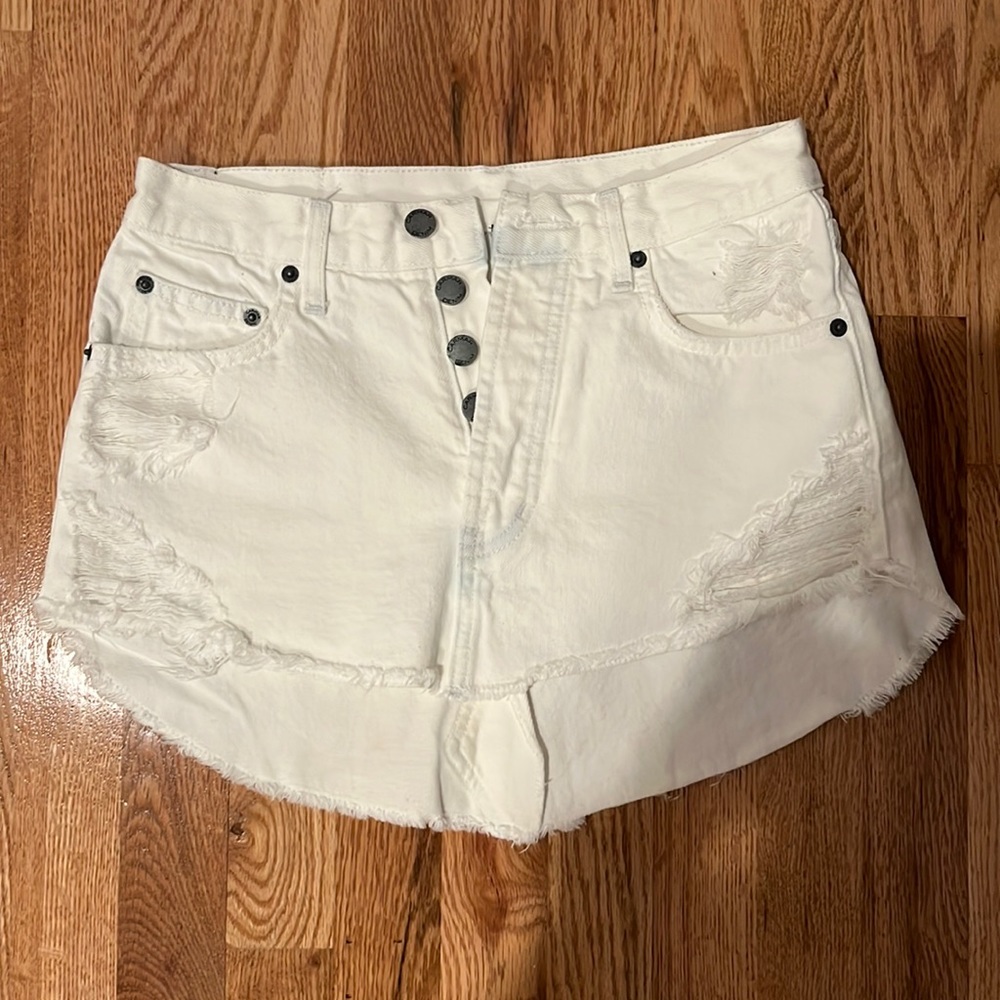 Carmar White Denim Mini Skirt